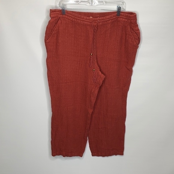 Soft Surroundings Red Linen Capri Pants PXL - Picture 1 of 9
